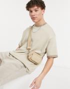 Asos Design Midweight Knit Oversized T-shirt In Beige-neutral
