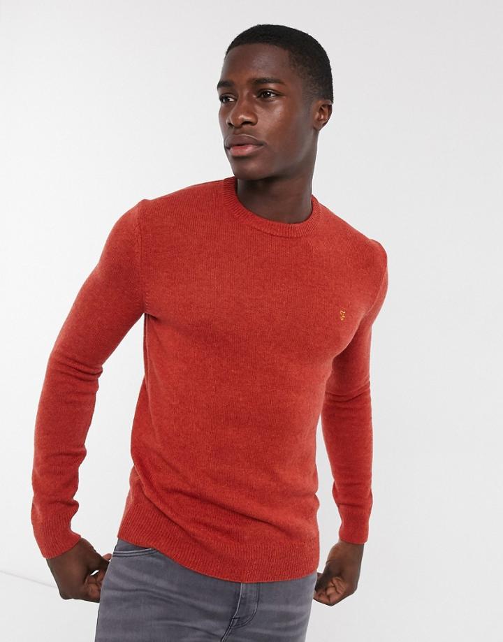 Farah Rosecroft Wool Crew Neck Sweater In Orange