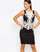 Michelle Keegan Loves Lipsy Lace Applique Pencil Dress - Black