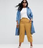 Asos Curve High Waisted Peg Pants With Buckle Front - Stone