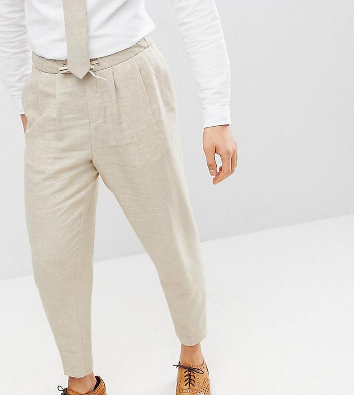 Heart & Dagger Wide Leg Pants In Linen - Stone