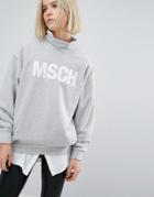 Moss Copenhagen Oversized High Neck Sweatshirt With Front Logo - Gray