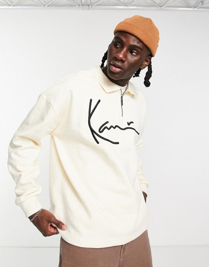 Kalr Kani Troyer Signature Half Zip Sweatshirt In Cream-white