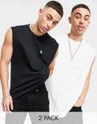 Another Influence 2 Pack Sleeveless T-shirt Tank In Black White