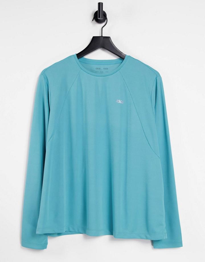 Asos 4505 Curve Icon Long Sleeve Run Top-green