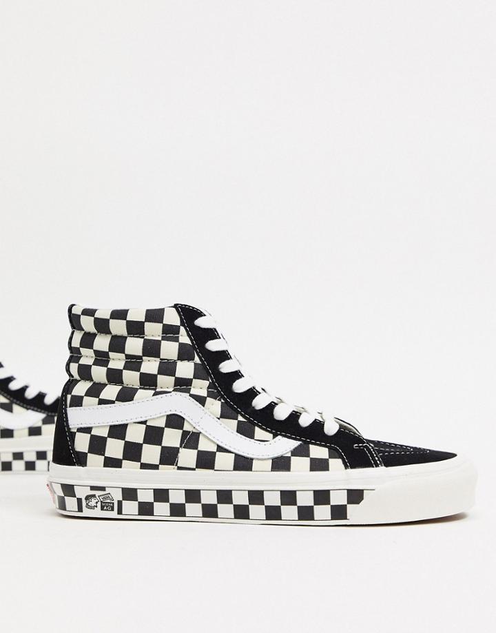 Vans Anaheim Sk8-hi 38 Dx Checkerboard Sneakers In Black