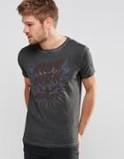 Replay Rise High Logo Print T-shirt In Washed Black - Black