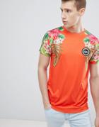 Hype T-shirt With Tropical Print In Red - Red