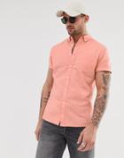 Asos Design Casual Skinny Fit Oxford Shirt In Coral - Pink