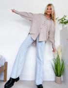 Pull & Bear Oversized Boyfriend Shirt In Beige-neutral