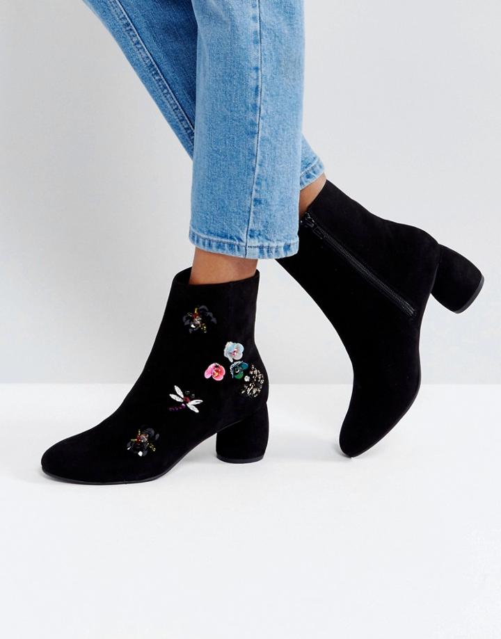Asos Rain Forest Embellished Boots - Black
