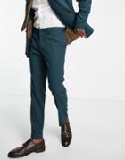 River Island Slim Suit Pants In Teal-green