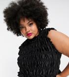 Lola May Plus Ruched Crop Top-black