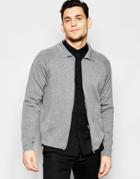 Asos Knitted Harrington Jacket In Gray - Light Gray