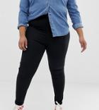 Asos Design Curve High Rise Farleigh 'slim' Mom Jeans In Clean Black