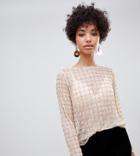 River Island Blouse With Grid Embellishment In Champagne - Beige