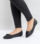 Lost Ink Black Loop Detail Flat Shoes - Black