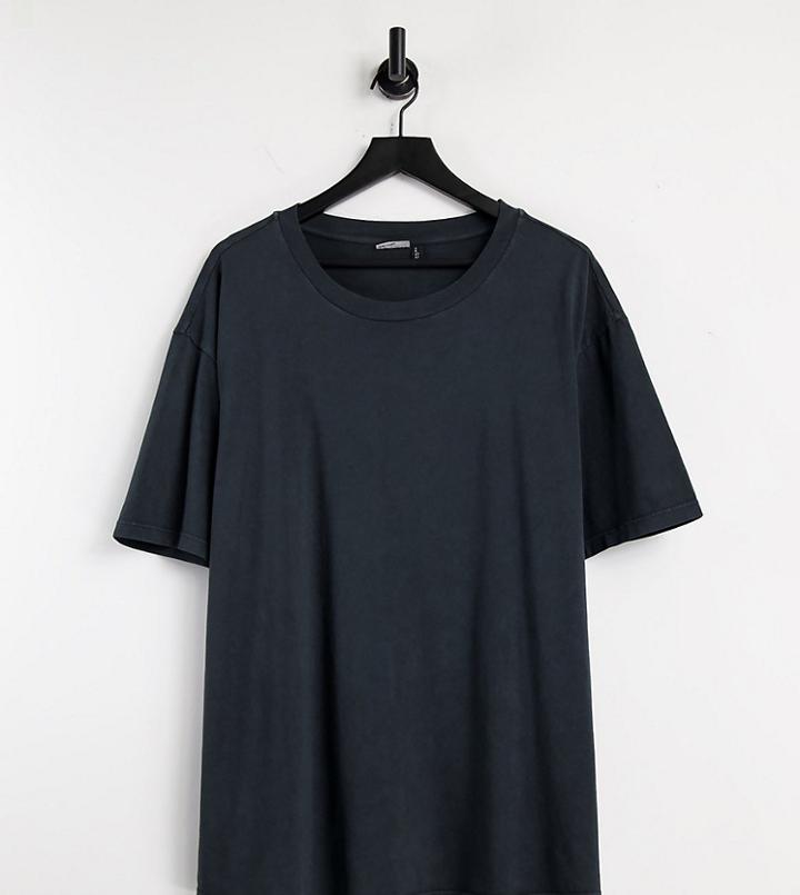 Asos Design Curve Oversized T-shirt In Washed Black-grey