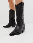 Depp Tall Leather Western Boot In Black - Tan