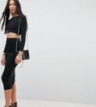 Asos Tall High Waisted Longerline Pencil Skirt - Black