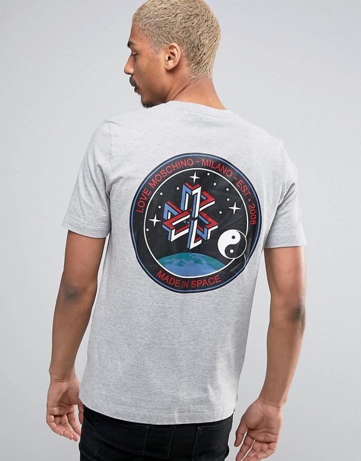 Love Moschino Space Back Print T-shirt - Gray