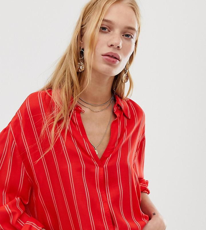 Mango Striped Shirt In Red