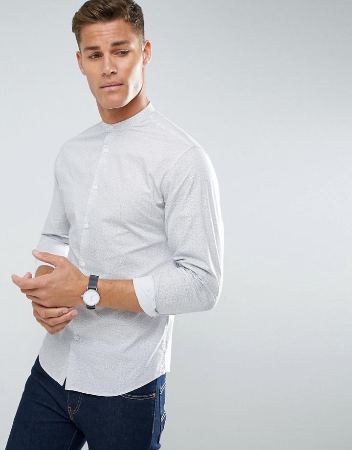 Selected Homme Slim Shirt In Print - White