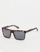 Quay Square Sunglasses In Smoke Tortoise Print-brown