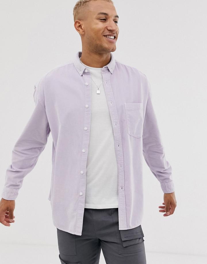 Asos Design Oversized 90's Style Cord Shirt In Lilac - Purple
