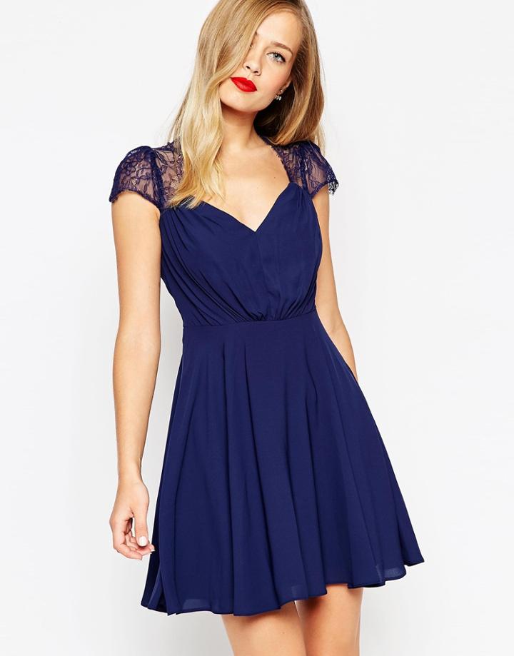 Asos Kate Lace Mini Dress - Nude