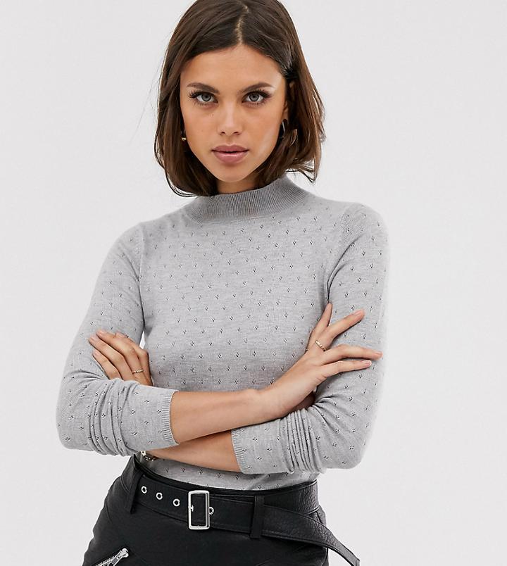 Stradivarius Micro-perforated Sweater In Gray