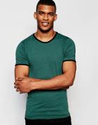 Asos Extreme Muscle T-shirt With Contrast Ringer - Green