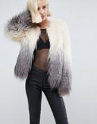 Unreal Fur Dream Dip Dye Faux Fur Jacket - Brown