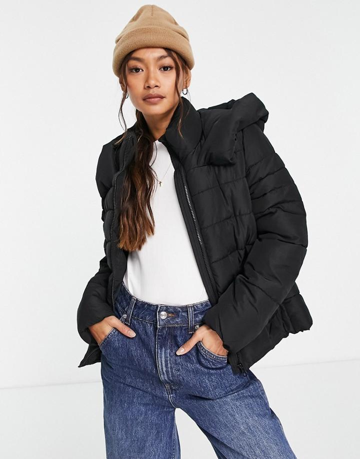 Only Hooded Padded Coat In Black