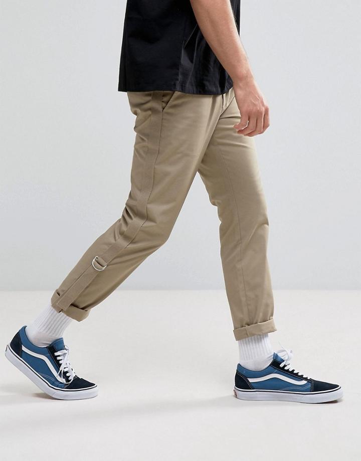 Asos Slim Pants With Side Taping In Sand - Stone