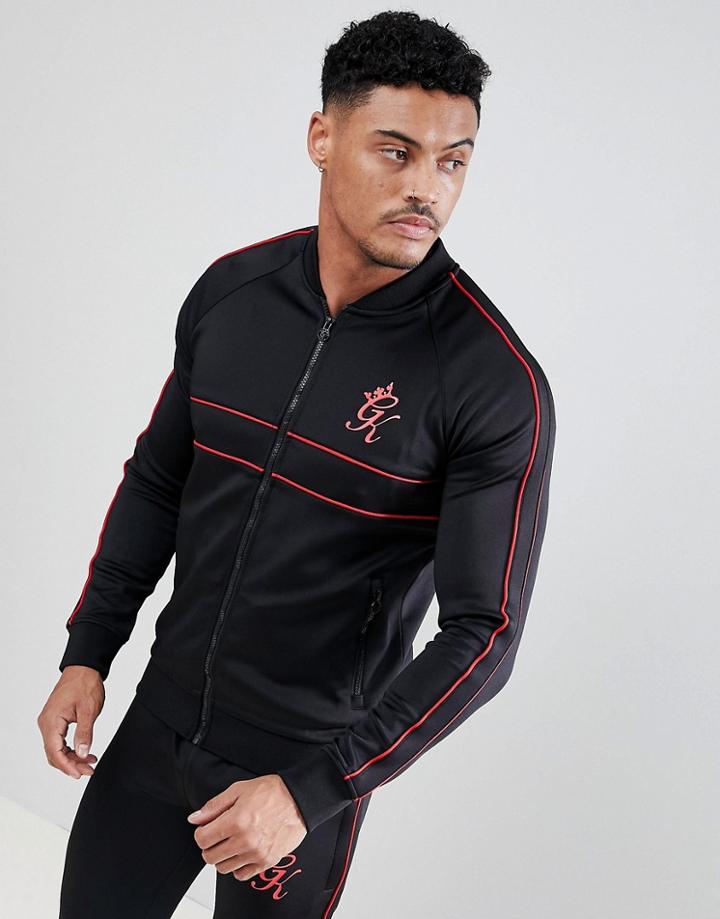 Gym King Muscle Baseball Jacket In Black - Black