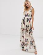 Little Mistress V Neck Floral Maxi Dress - Multi