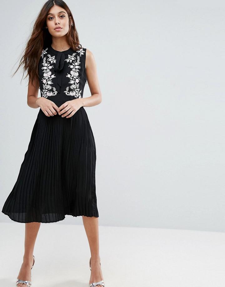 Little White Lies Anouk Embroidered Skater Dress - Black
