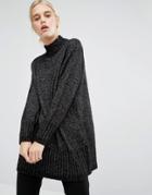 Monki High Neck Oversized Sweater - Black