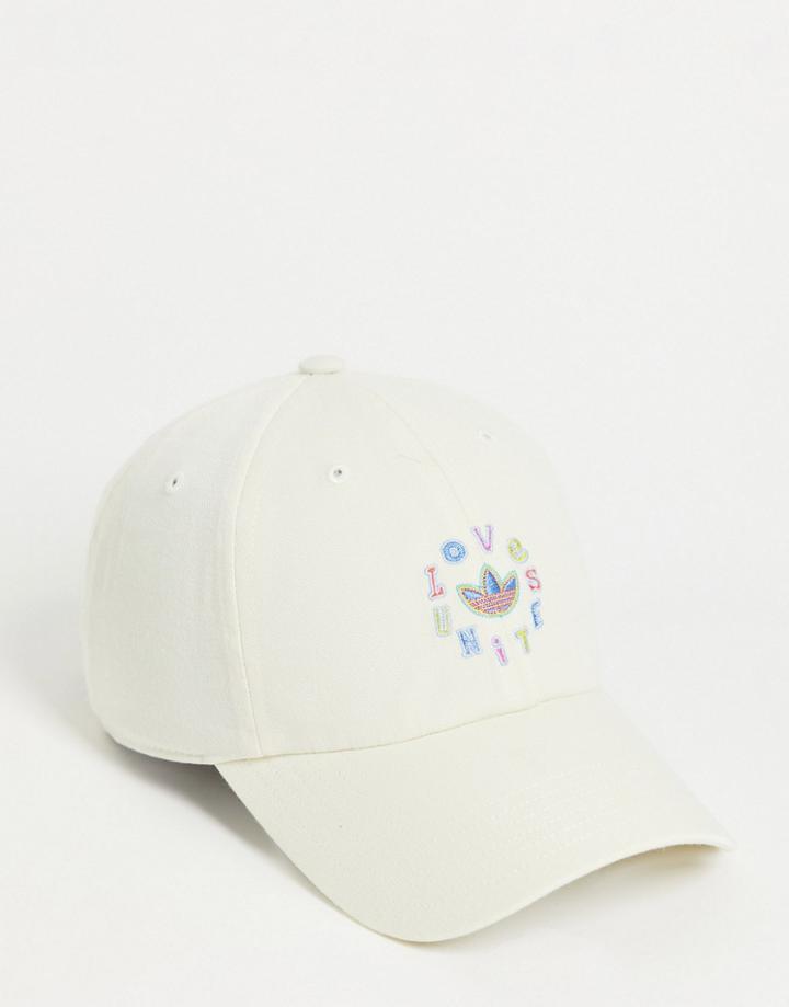 Adidas Originals Pride 'love Unites' Baseball Cap In Off White