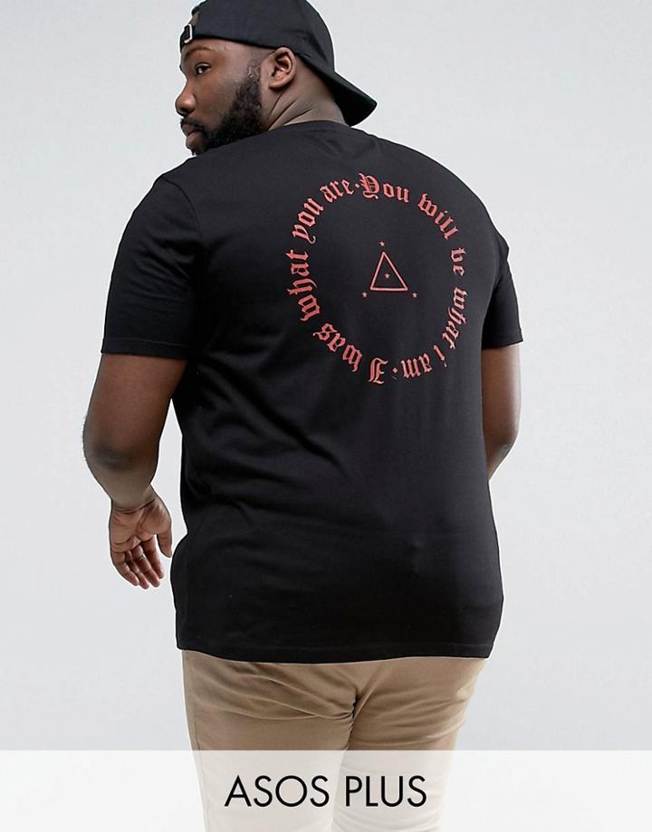 Asos Plus Relaxed T-shirt With Back Print In Black - Black