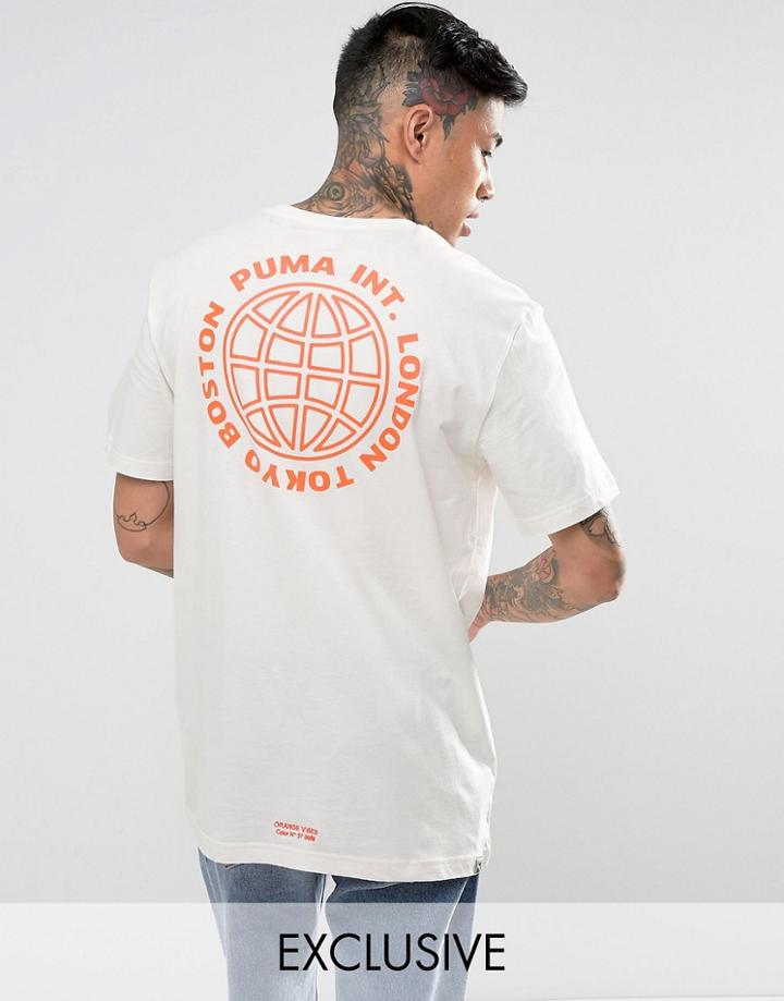 Puma Oversized T-shirt With Back Print In White Exclusive To Asos - White