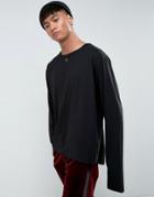 Mennace Layered T-shirt With Piercing In Black - Black