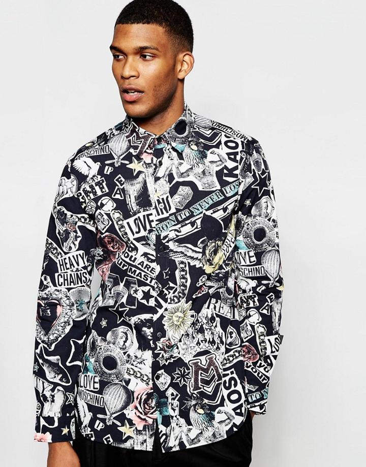 Love Moschino Shirt Aop Tattoo - Black