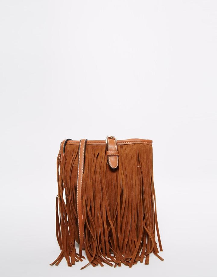 Vero Moda Cross Body Bag With Fringing - Tan