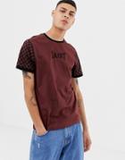 Brooklyn Supply Co T-shirt With Checkerboard Contrast Sleeve - Red