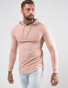 Asos Longline Muscle Fit Hoodie - Pink