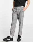 River Island Tapered Smart Pants In Gray Check-grey
