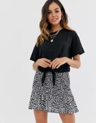 New Look Tee With Knot Front In Black - Black