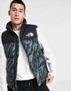 The North Face 1996 Retro Nuptse Hooded Tiger Print Tank In Green